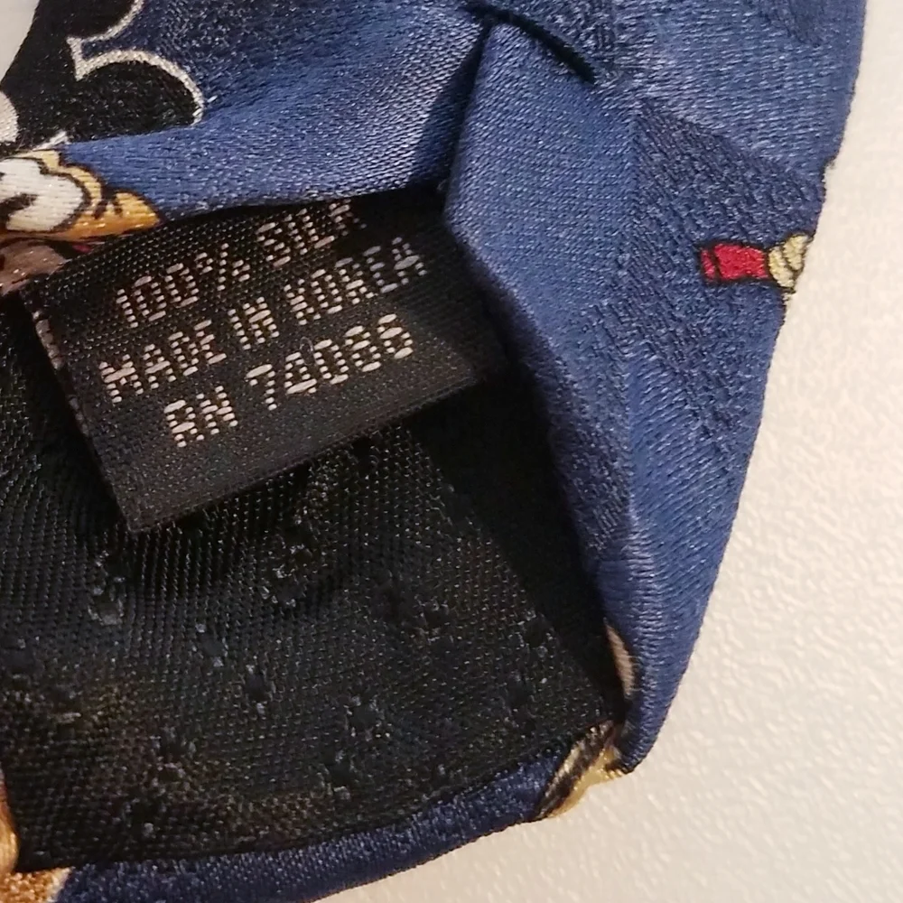 Mickey & Co Men's Tie Christmas Blue 100% Silk Holiday Mouse Disney